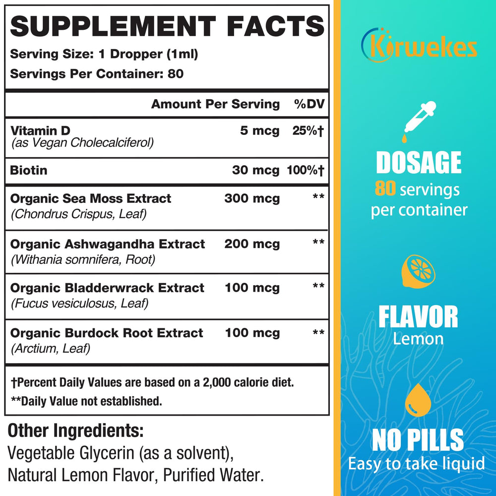 Kirwekes Sea Moss Drops pour demonstrates convenient 1 ml daily dose