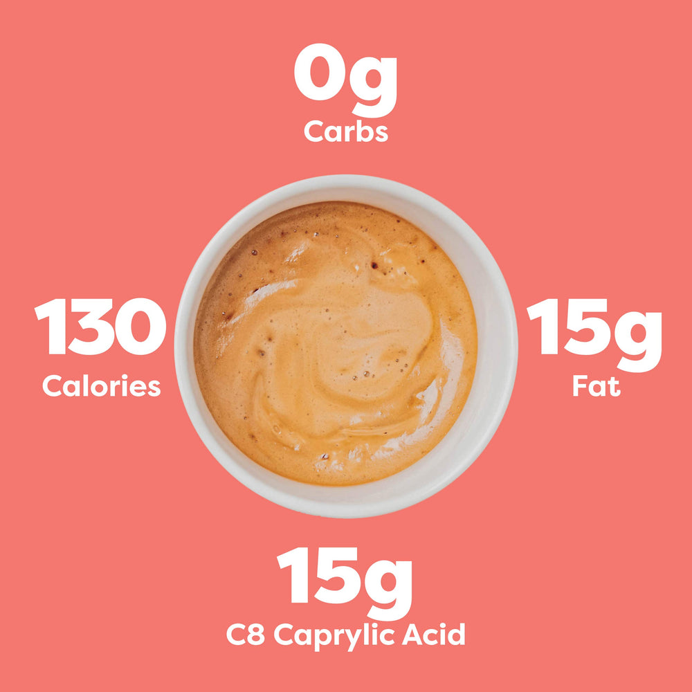 Kiss My Keto MCT Oil C8 pour-spout closeup ready for daily use.