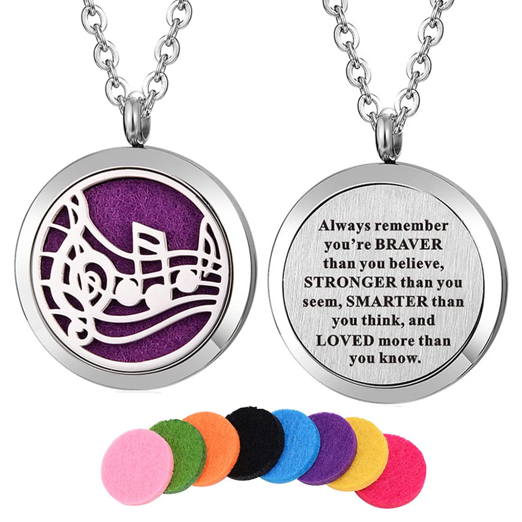 Kisseason stainless steel music note locket pendant for portable aromatherapy diffusion.