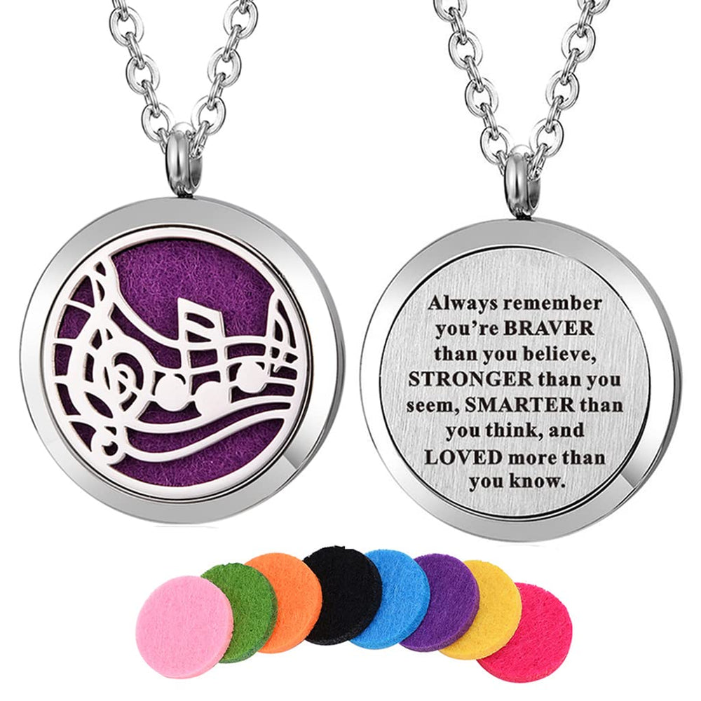 Kisseason stainless steel music note locket pendant for portable aromatherapy diffusion.