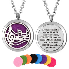 Kisseason stainless steel music note locket pendant for portable aromatherapy diffusion.