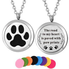 Kissreason dog paw print diffuser necklace pendant close-up for portable scent.