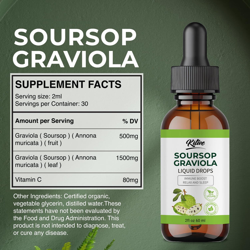 KITIVE Soursop bitters bottle with natural light emphasizes clean, additive-free profile.