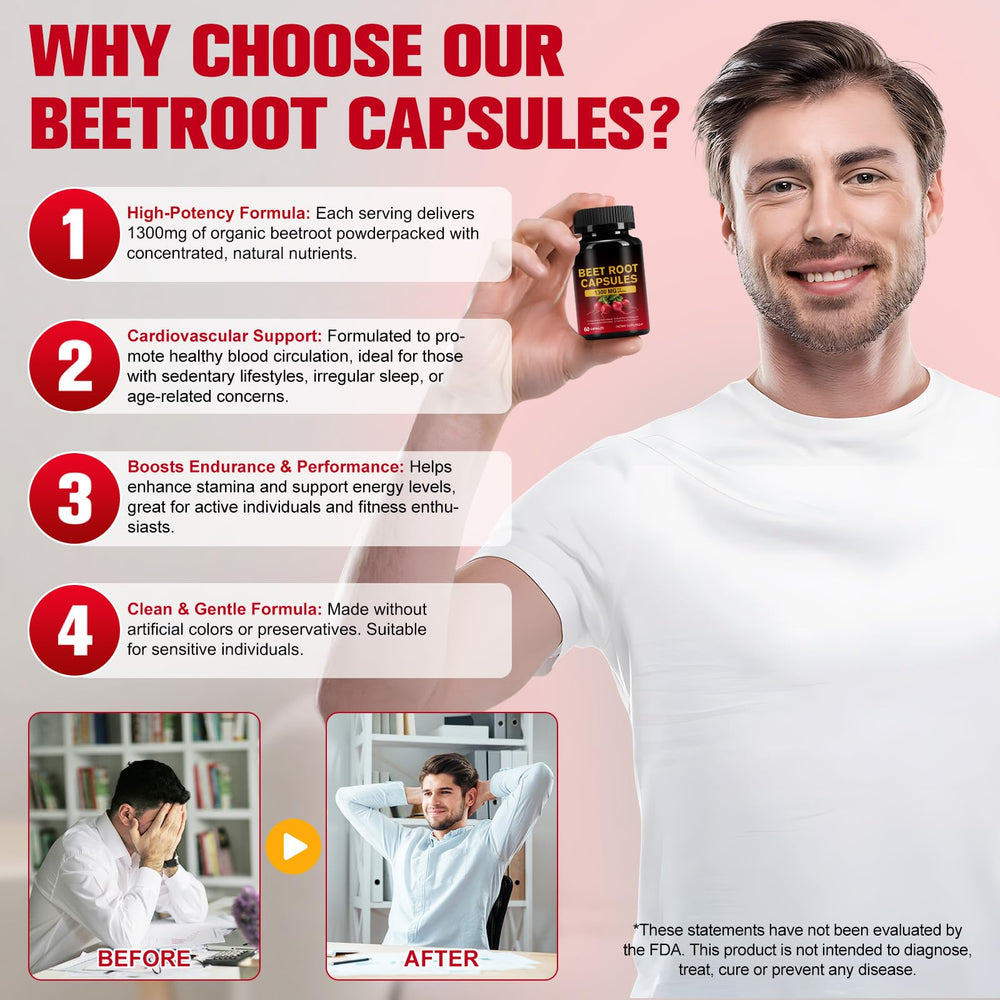 KITNOBLIS Beet Root Capsules 1300mg label detail reveals clean ingredients and non-GMO promise.