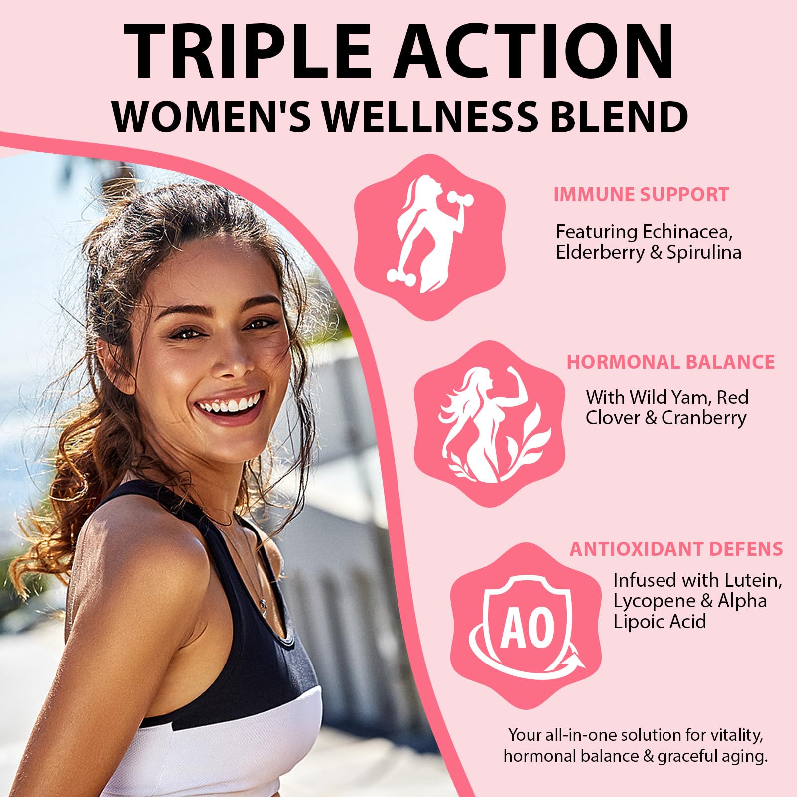 KITNOBLIS Womens Multivitamin Gummy immune-boost ingredients highlighted on label.