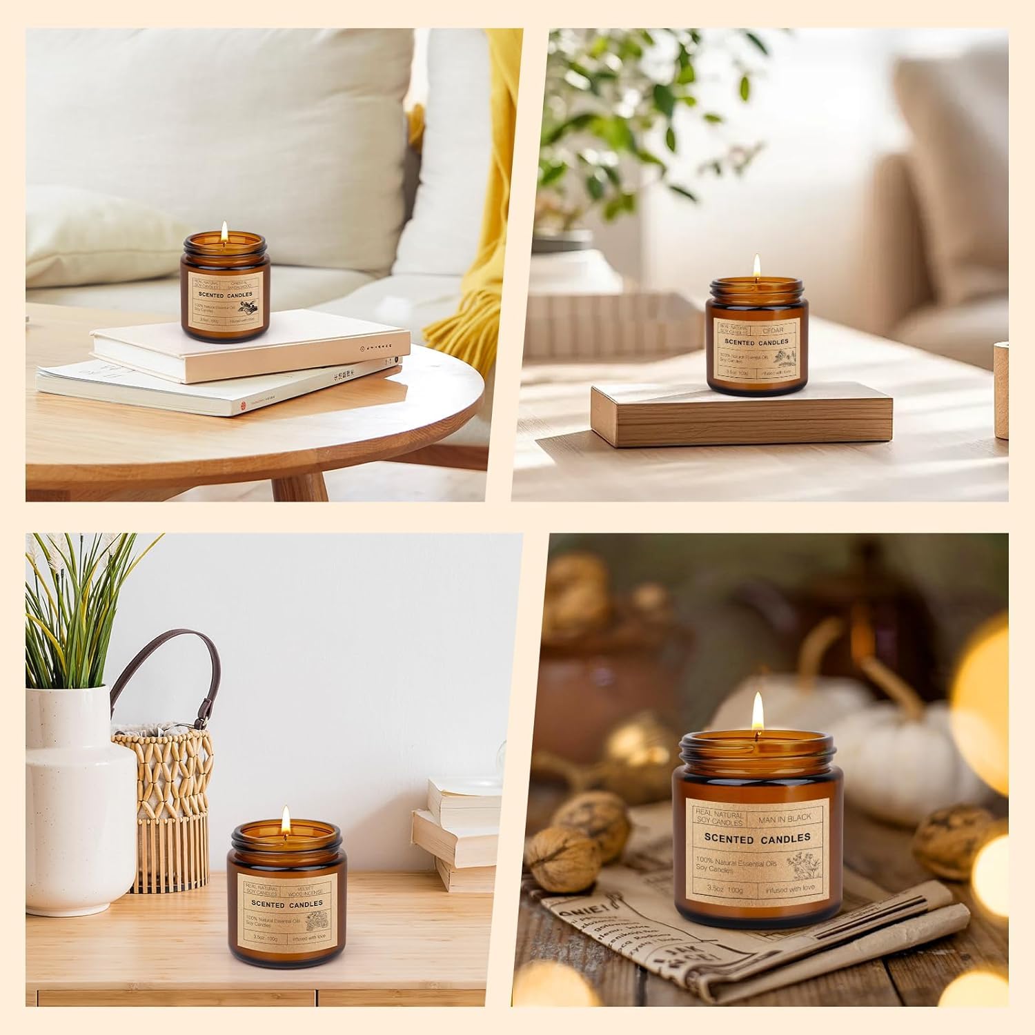 KIYTARBOO Cedar candle with crisp woodsy scent for room refresh
