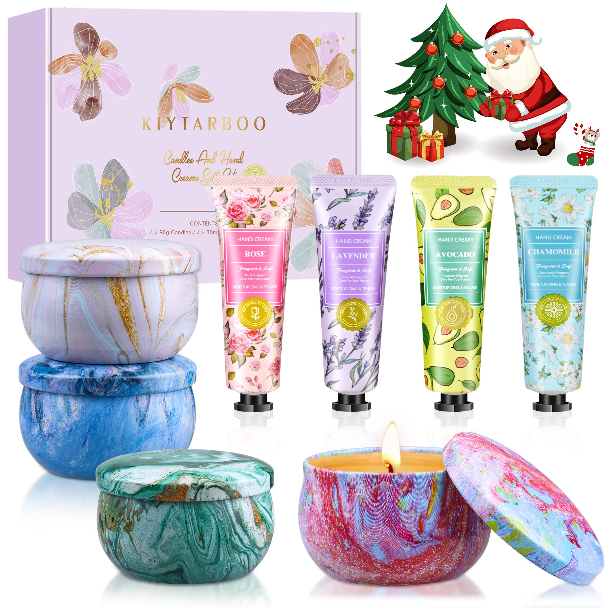KIYTARBOO gift basket with candles and hand creams for relaxing evenings.