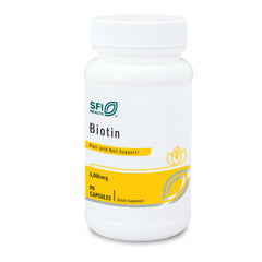 Klaire Labs SFI Health biotin 5000mcg capsules for high-potency hair and skin support.