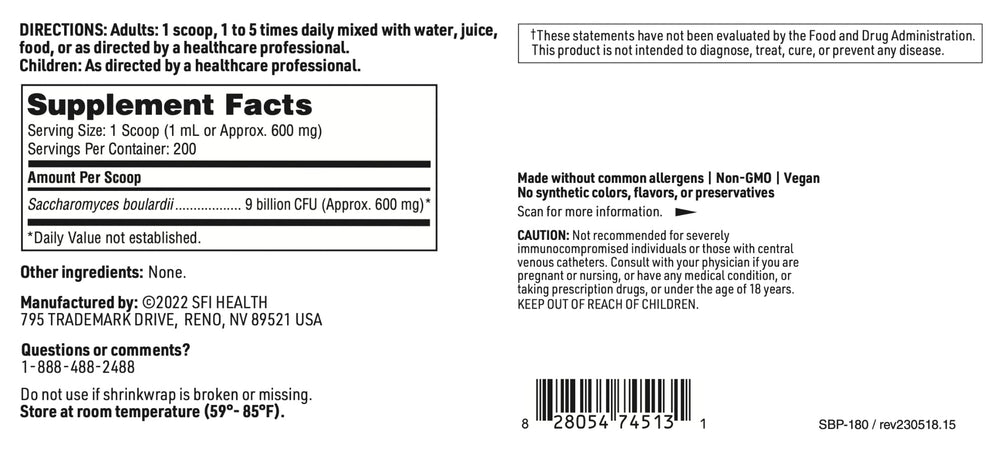 Klaire Labs SFI Health product with no artificial colors or preservatives