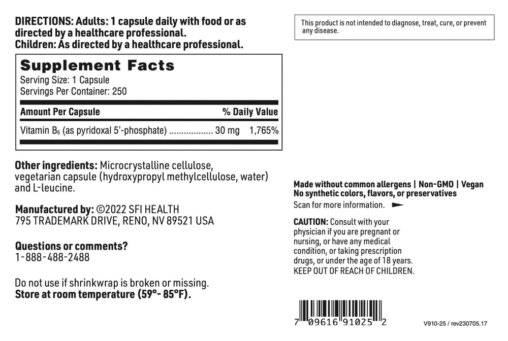 Klaire Labs P-5-P capsules close-up emphasizes an easy-to-swallow form for daily wellness.