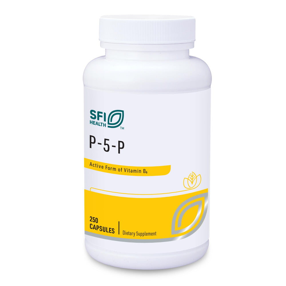 SFI Health Klaire Labs P-5-P bottle front—hypoallergenic vitamin B6 for daily vitality.