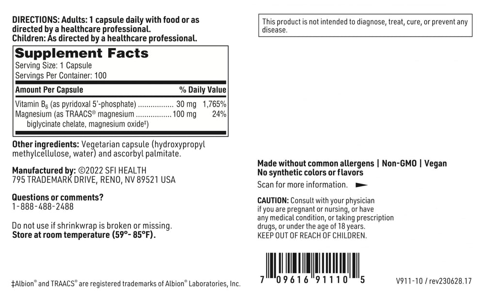 Klaire Labs SFI Health P-5-P Plus pyridoxal-5-phosphate spotlight promotes bioactive B6.