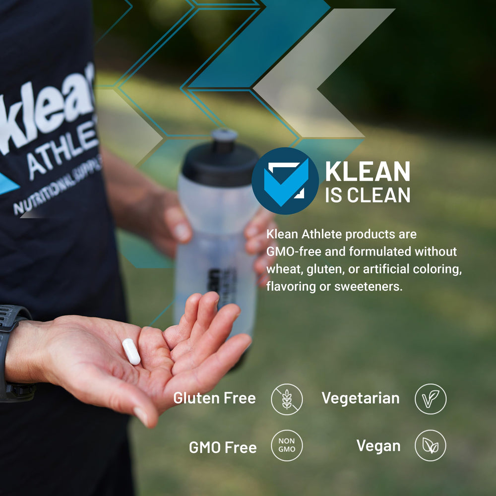 Klean Athlete Klean Ashwagandha outer packaging highlights easy daily use during busy training days.