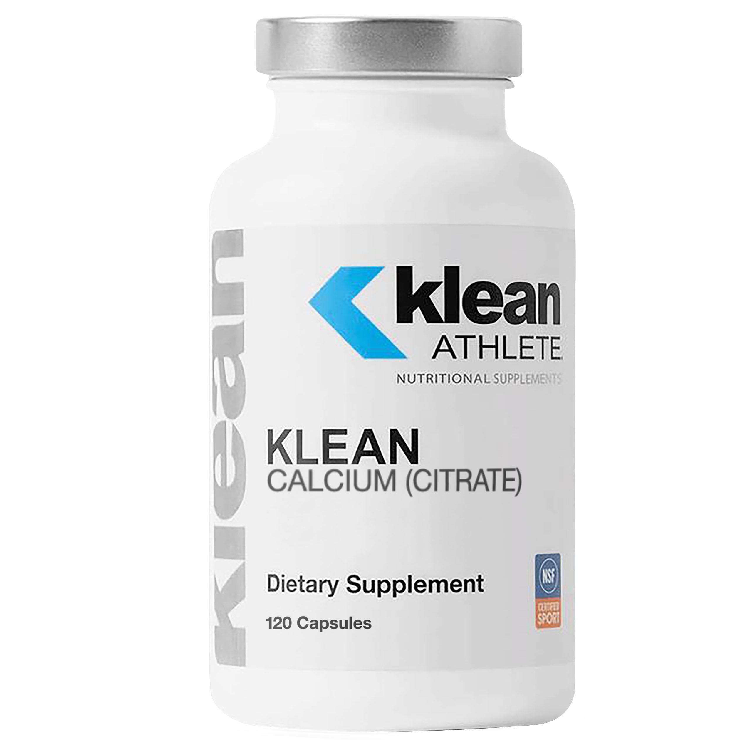 Klean Athlete Klean Calcium Citrate bottle front highlights bone support for athletes.
