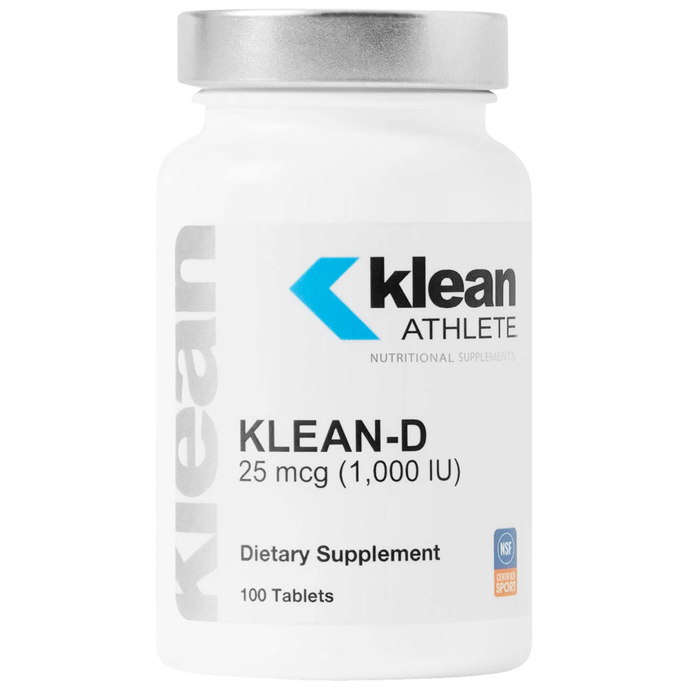Klean Athlete Klean-D bottle front view highlighting vitamin D3 support for indoor athletes