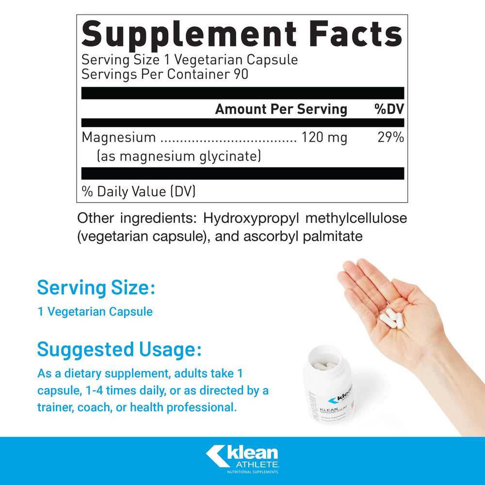 Klean Magnesium capsules close-up shows form and quality.