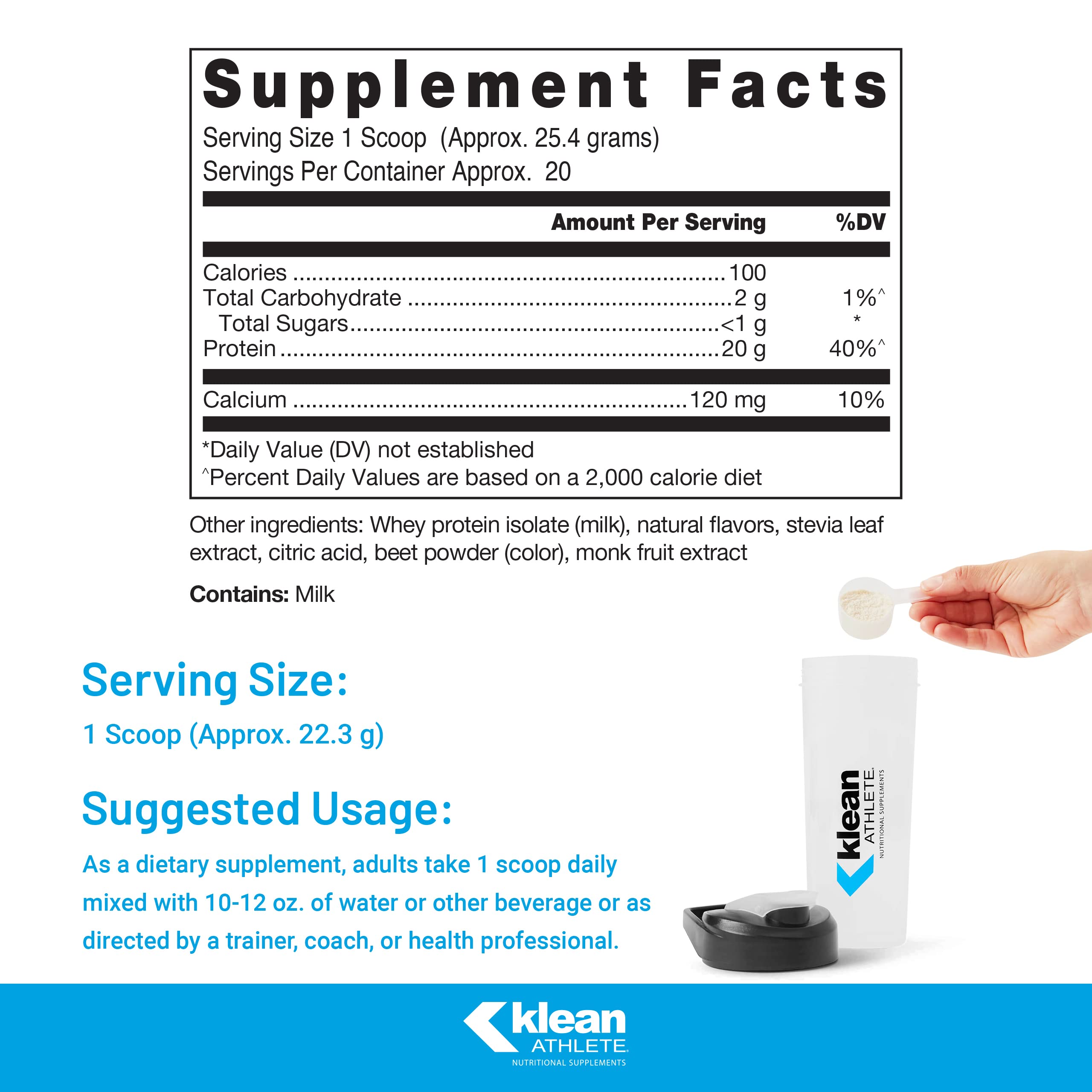 Klean Isolate strawberry powder close-up showing natural flavor.