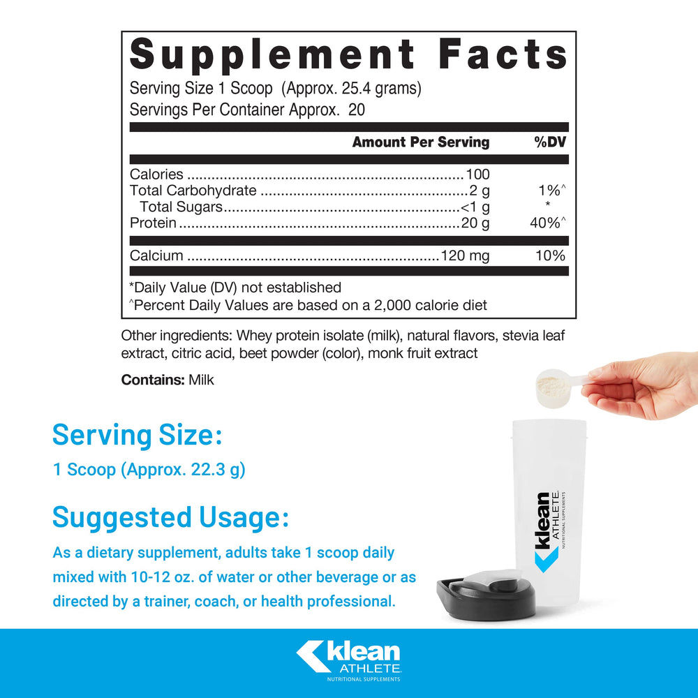 Klean Isolate strawberry powder close-up showing natural flavor.