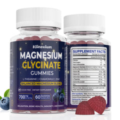 Klinovium Magnesium Glycinate Gummies blueberry bottle for easy relaxation support.
