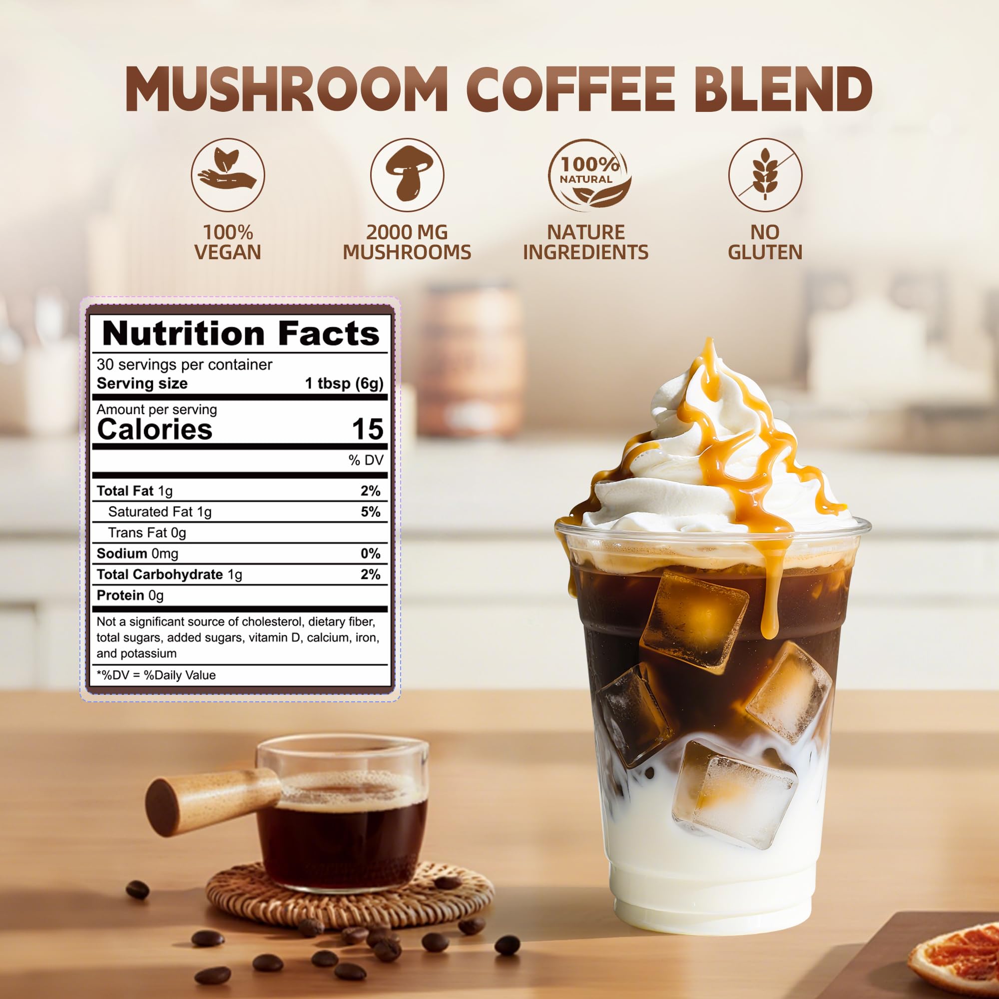 KMKCE mushroom coffee with MCT oil and coconut milk detail