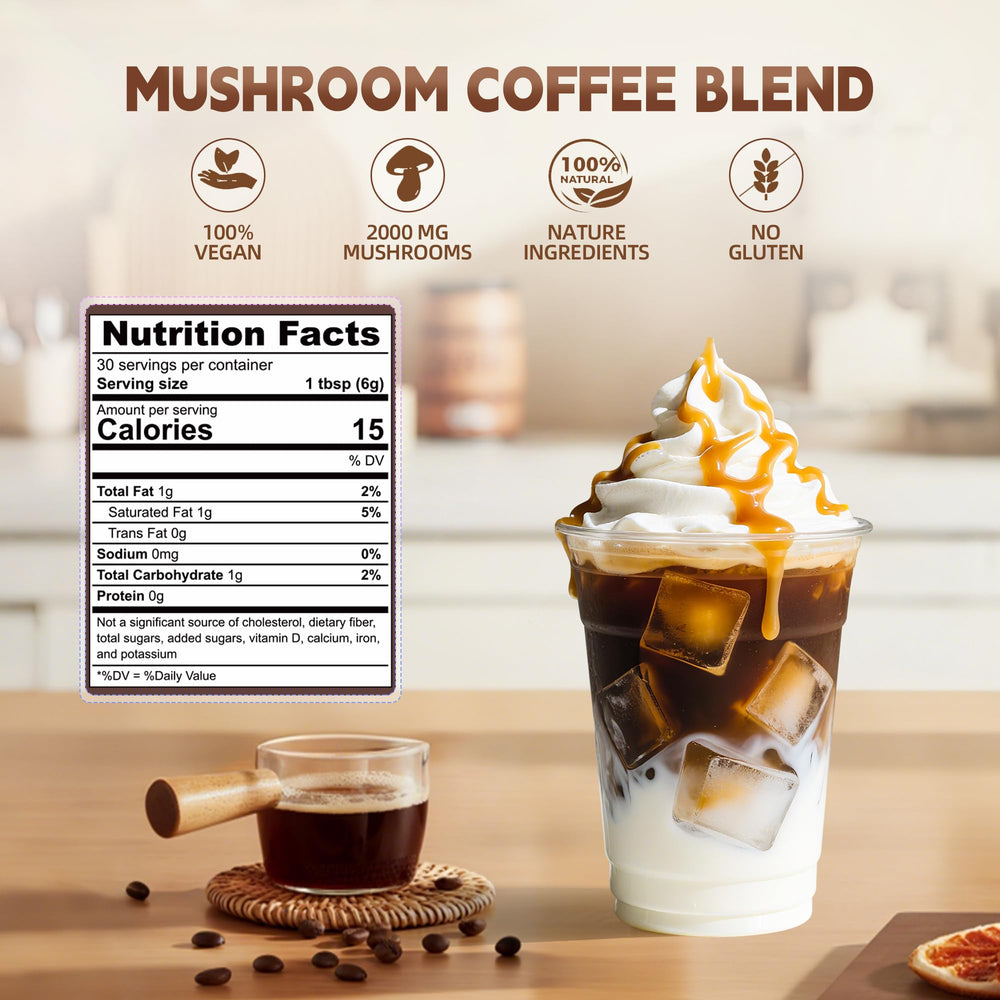 KMKCE mushroom coffee with MCT oil and coconut milk detail