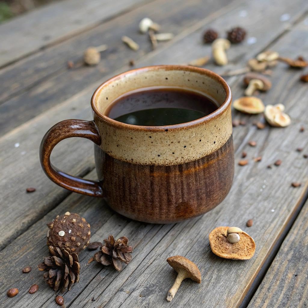 KMKCE mushroom coffee morning cup with warm aroma and focused mood