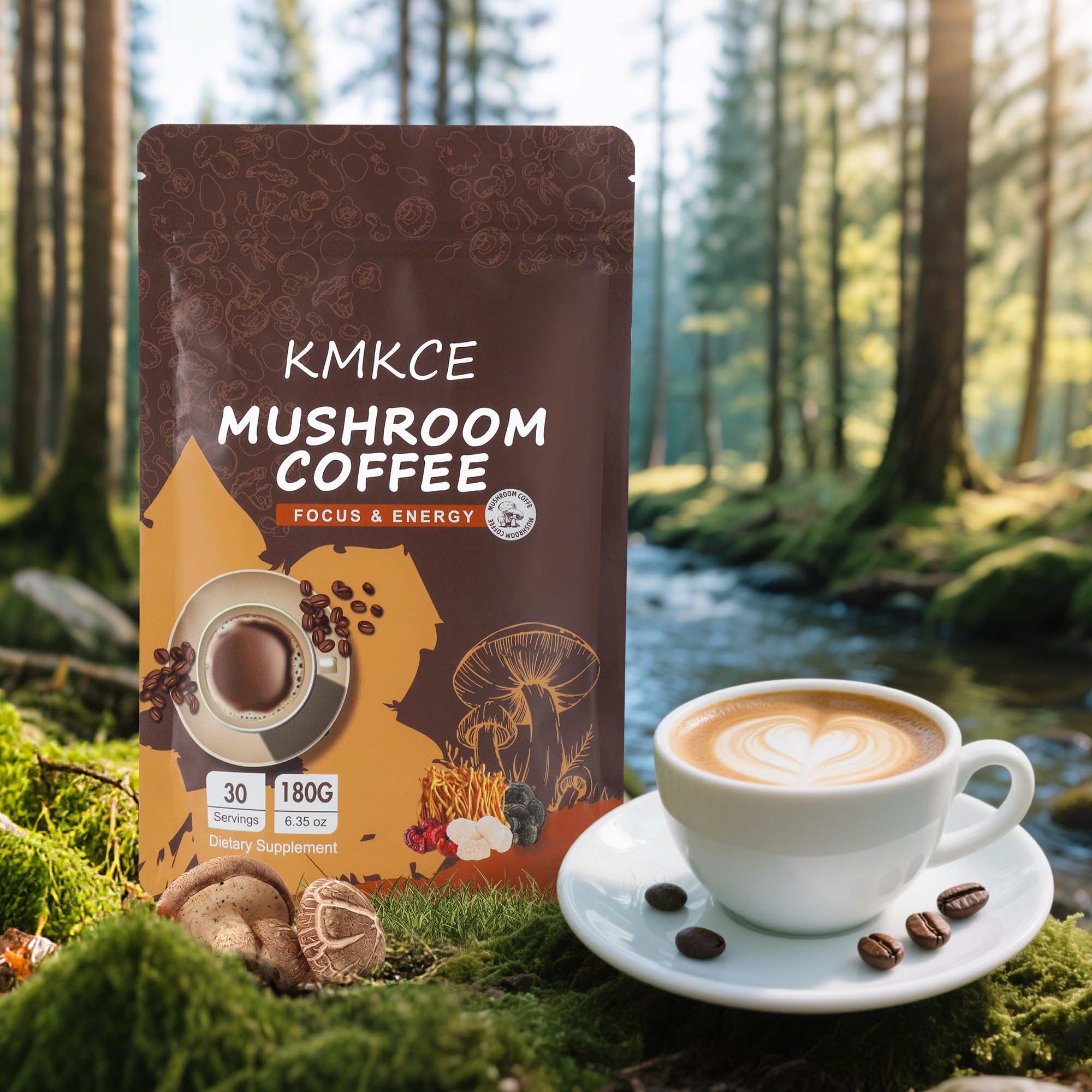 KMKCE mushroom coffee store display inviting a relaxed tasting
