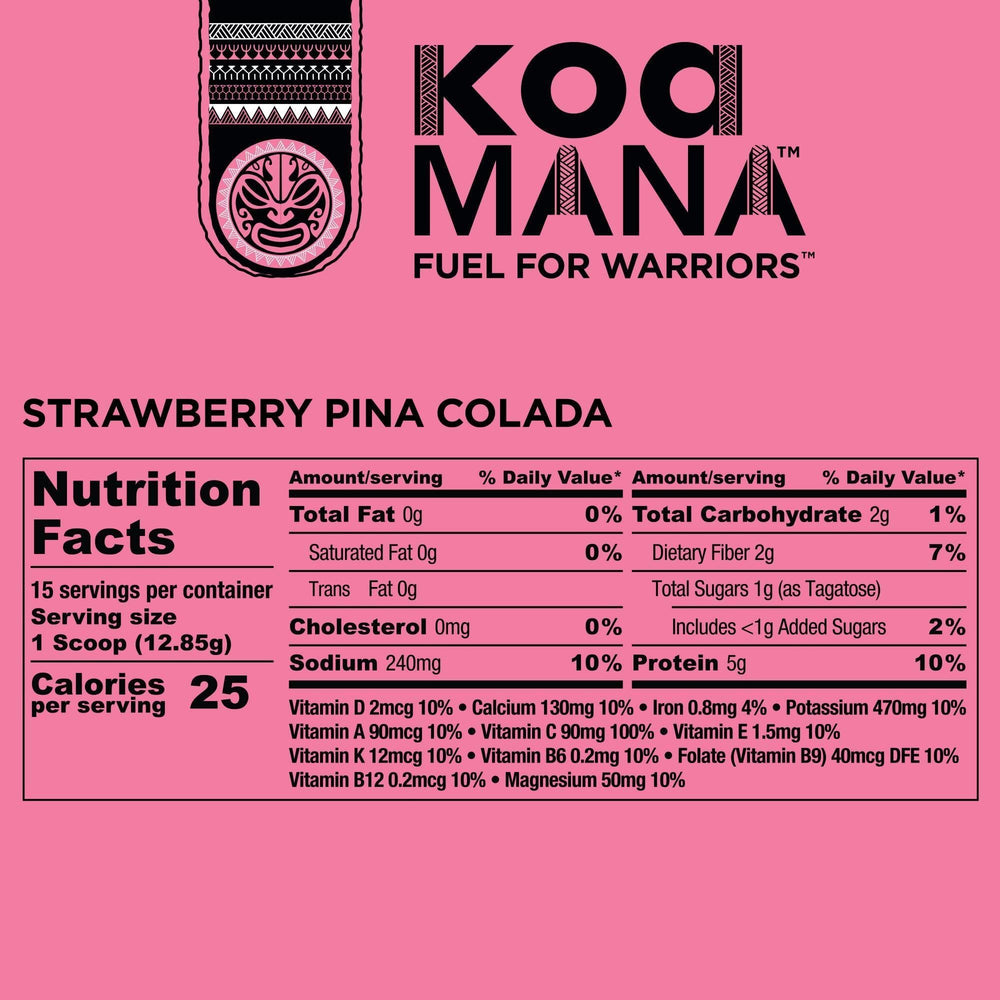 KOA Warrior Mana hydration glass shows vibrant drink ready for post-workout recovery