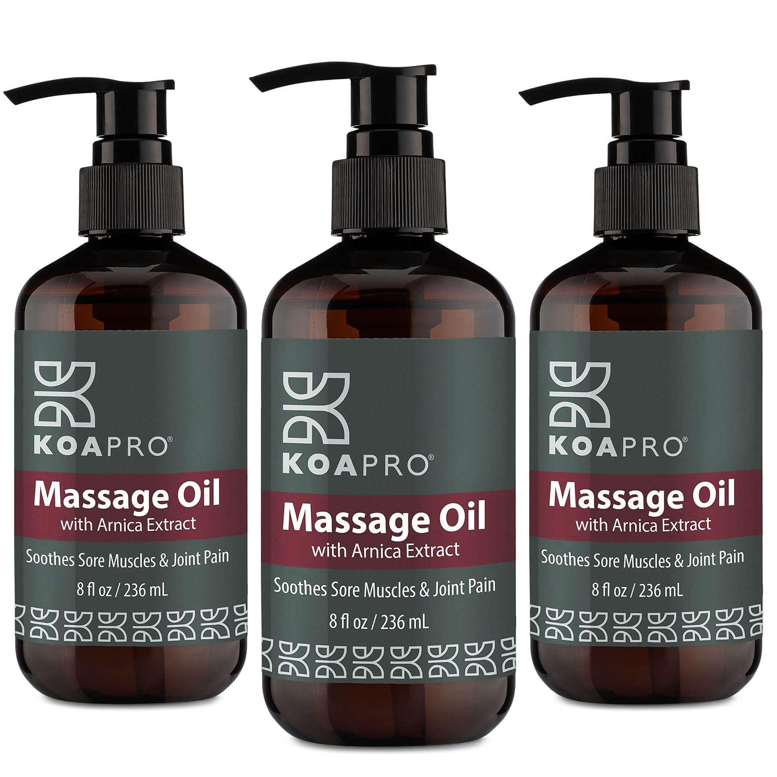 KOAPRO Arnica massage oil bottle ready for post-workout relief and muscle care
