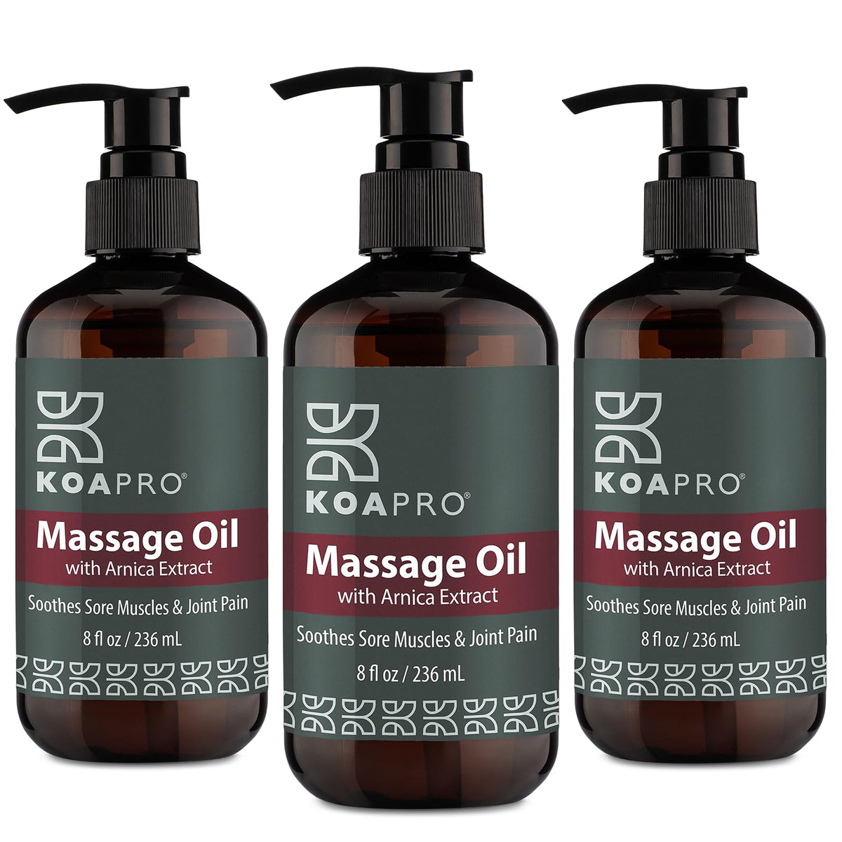 KOAPRO Arnica massage oil bottle ready for post-workout relief and muscle care