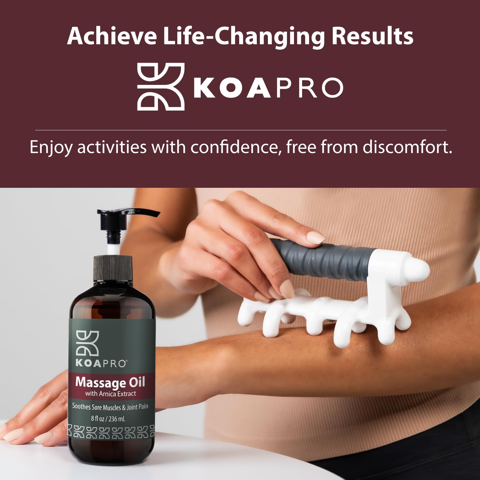 KOAPro natural ingredients blend in bottle highlights gentle, vegan formula.