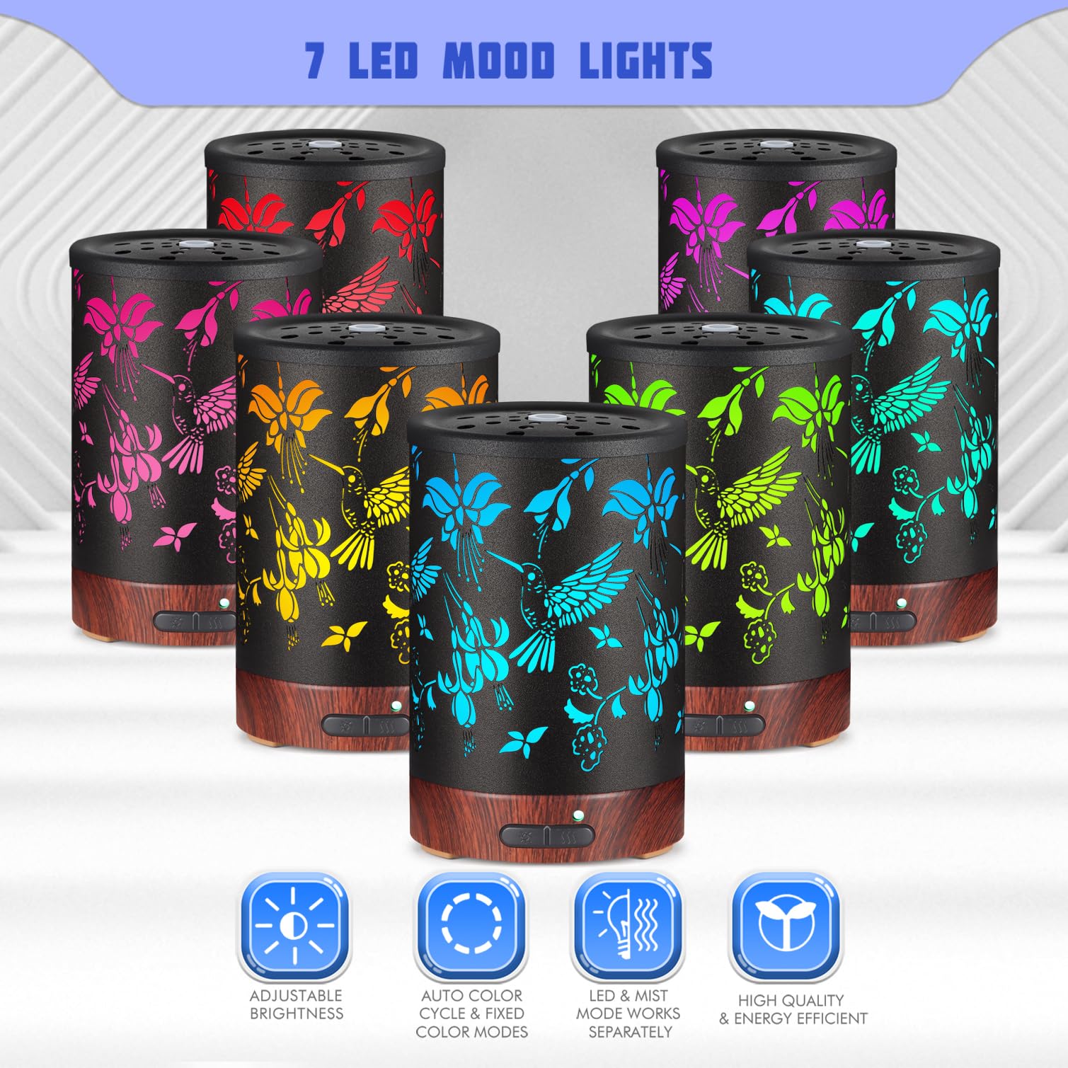 Kobodon diffuser showing 7-color LED lights for ambient mood
