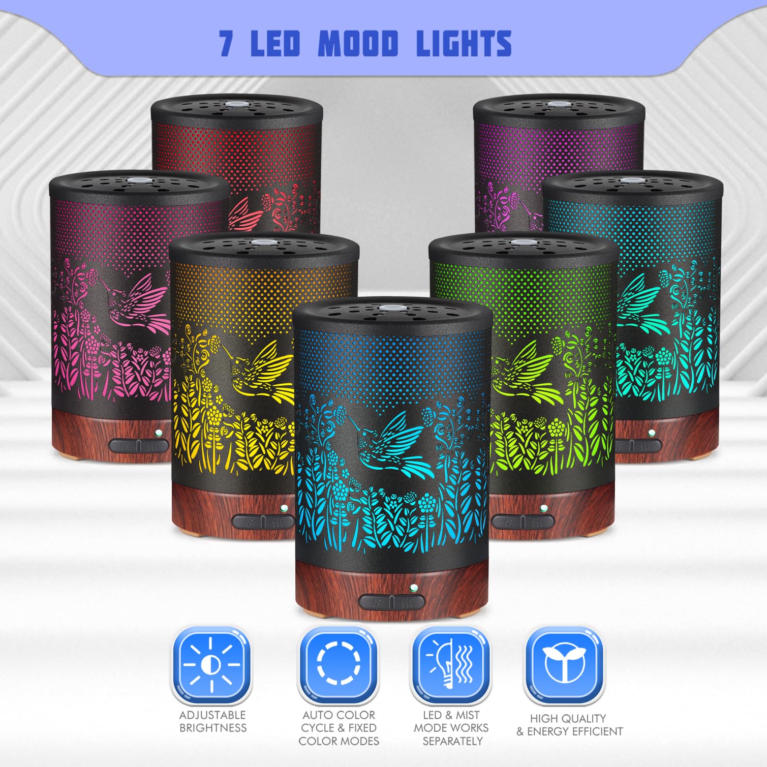 Kobodon diffuser showing 7-color LED lights for mood lighting