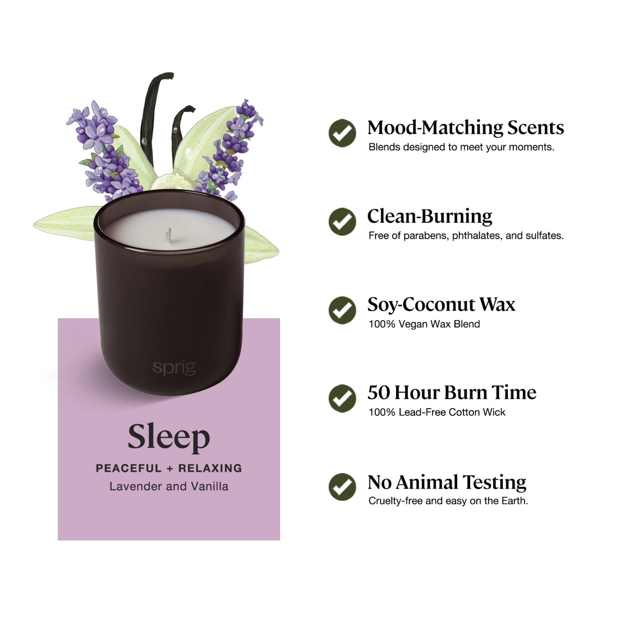 Kohler Sprig lead-free cotton wick ensures a safe, steady flame