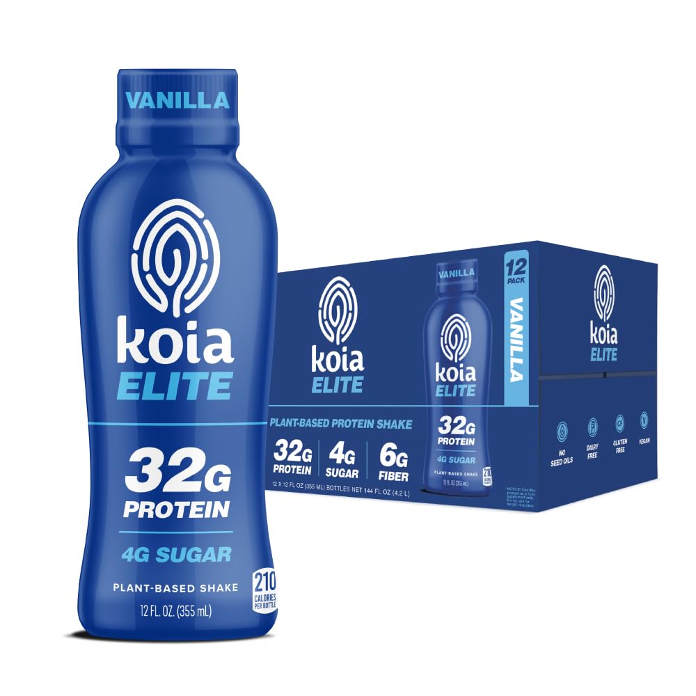 Koia Elite Vanilla bottle highlighting plant-based protein for workouts