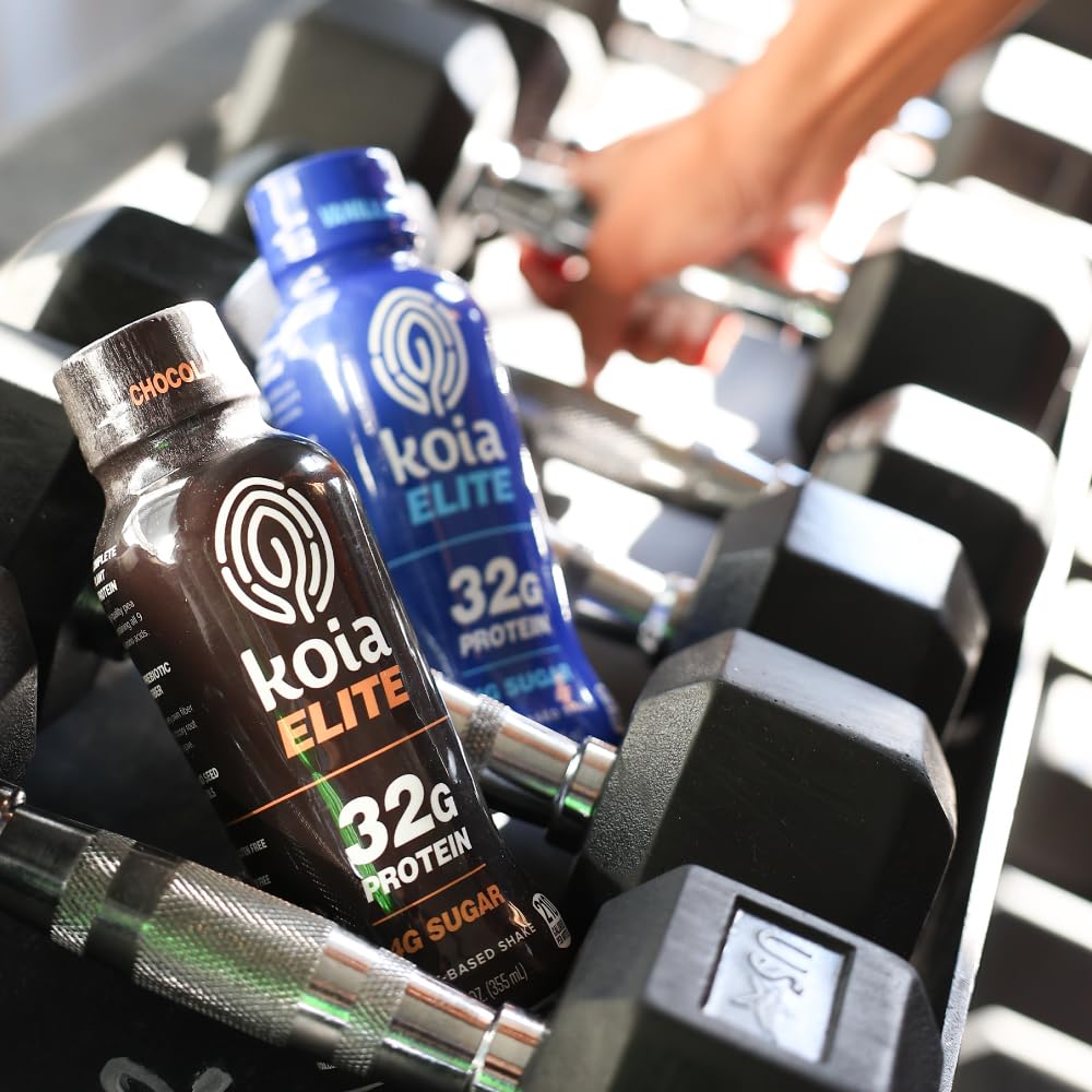 Koia Elite Vanilla nutrition panel shows 32g protein and 4g sugar