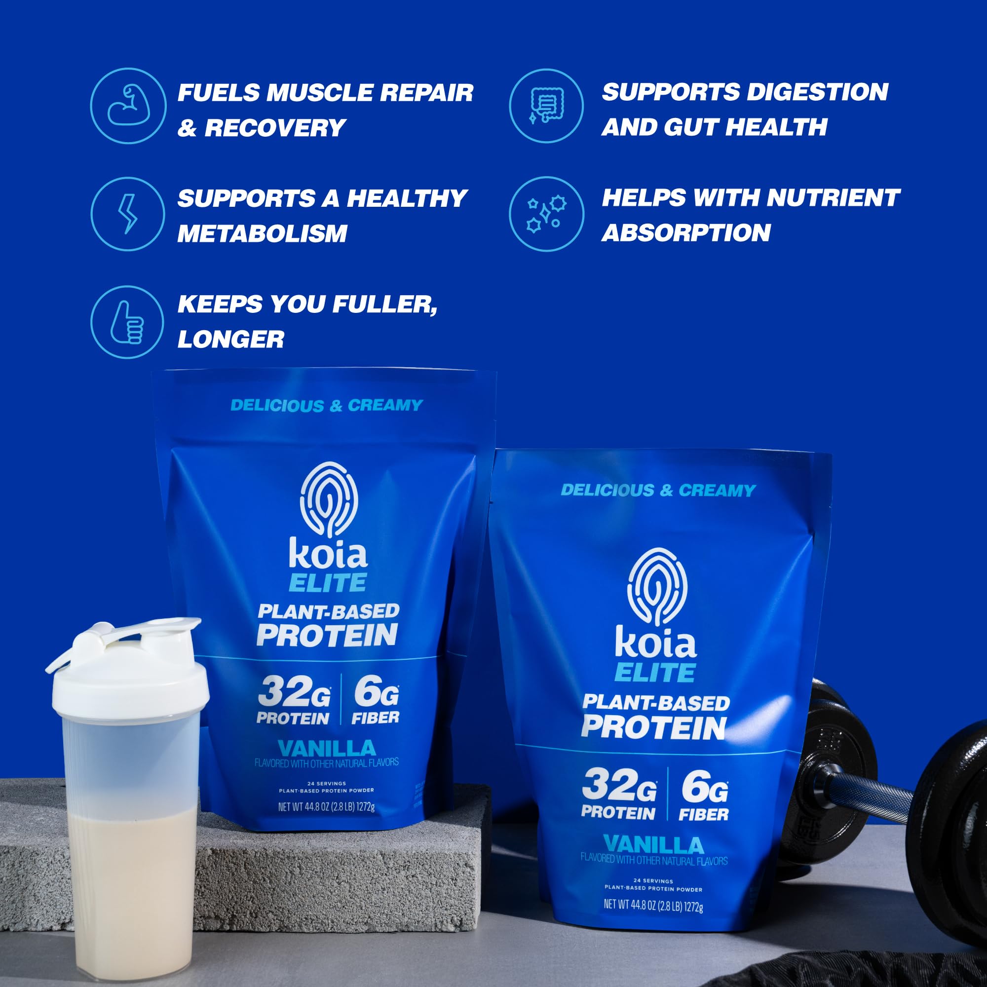 Koia vanilla powder nutrition panel highlights vitamins and minerals per serving