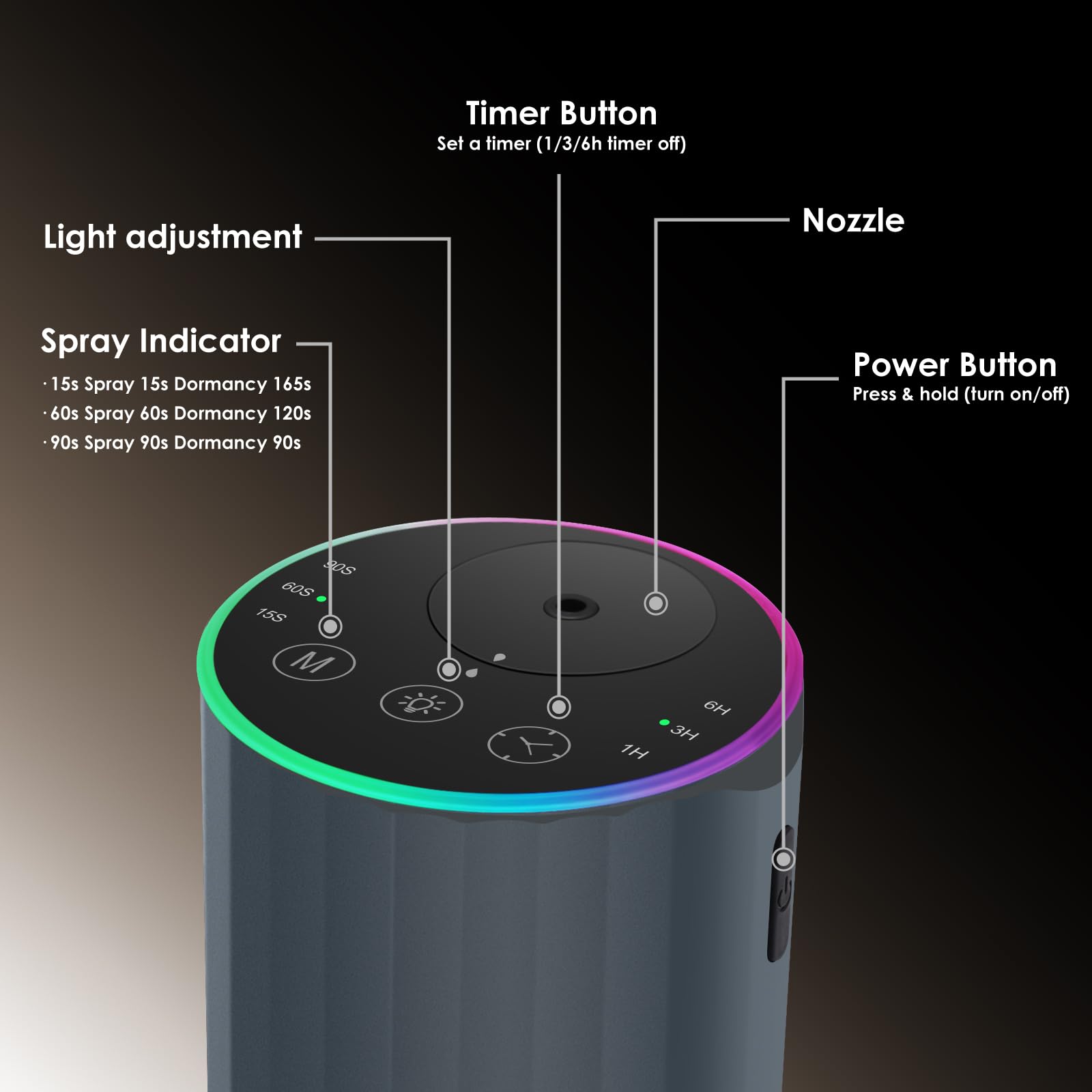 KONCHILE Waterless Diffuser battery-powered for cord-free aromatherapy anywhere.