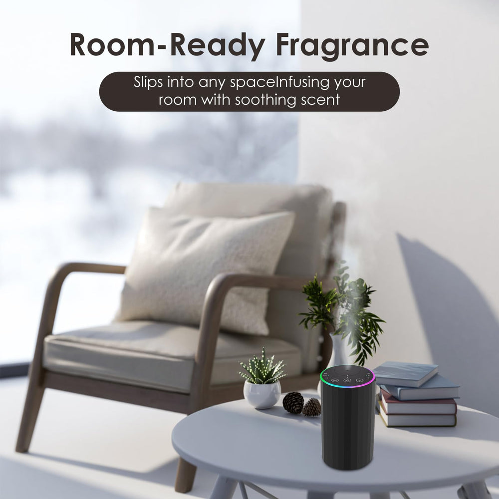 KONCHILE Waterless Diffuser shows mist visualization for ambience and focus.