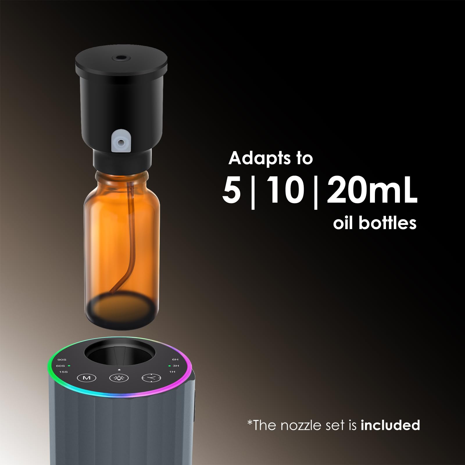 KONCHILE Waterless Diffuser nozzle detachable for quick, mess-free scent changes.