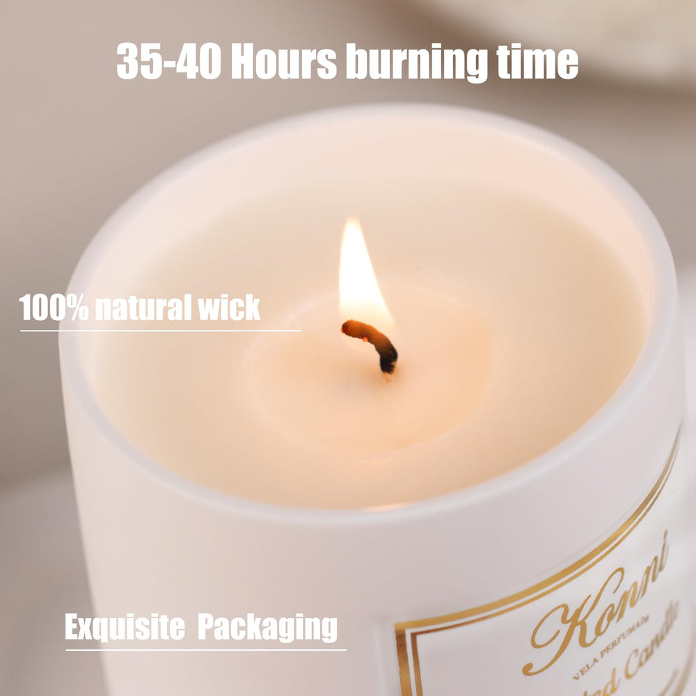KONNI pine-cypress candle offers long burn time for continuous fragrance