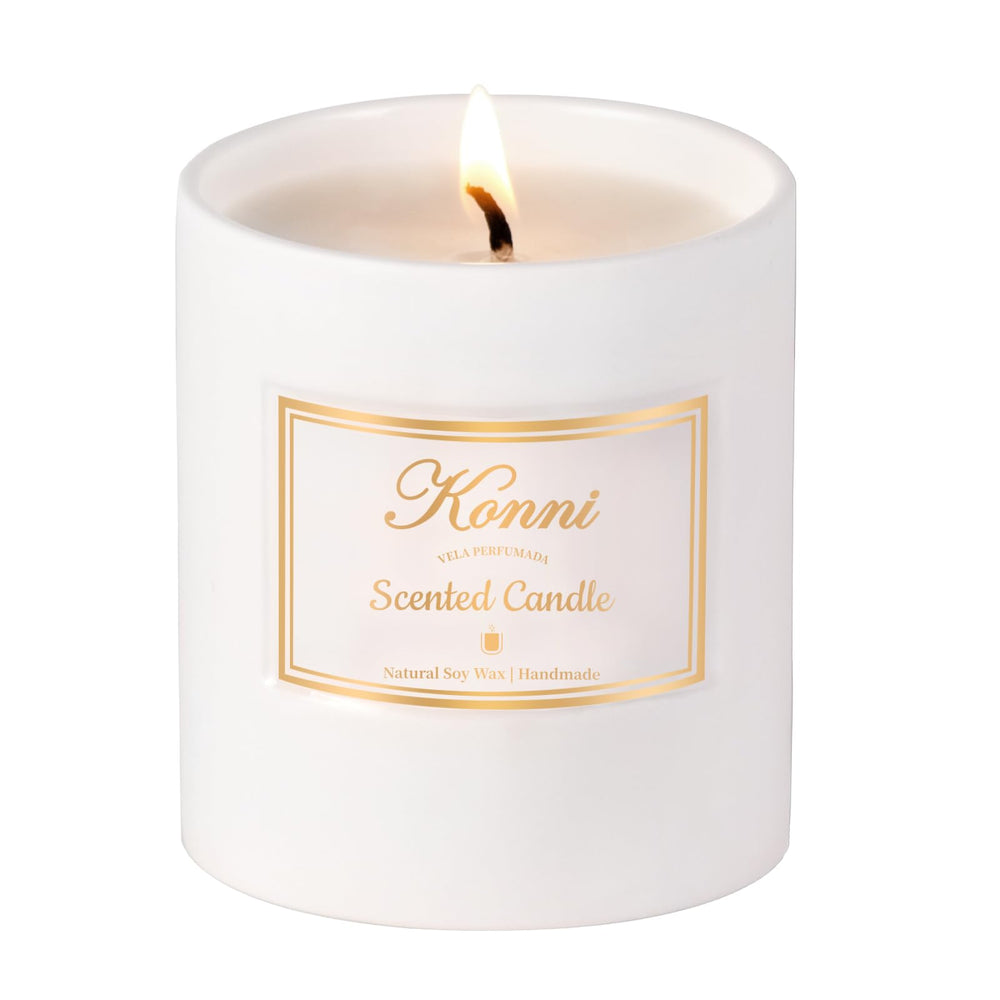 KONNI scented candle in pine-cypress jar for a bright natural fragrance in any room