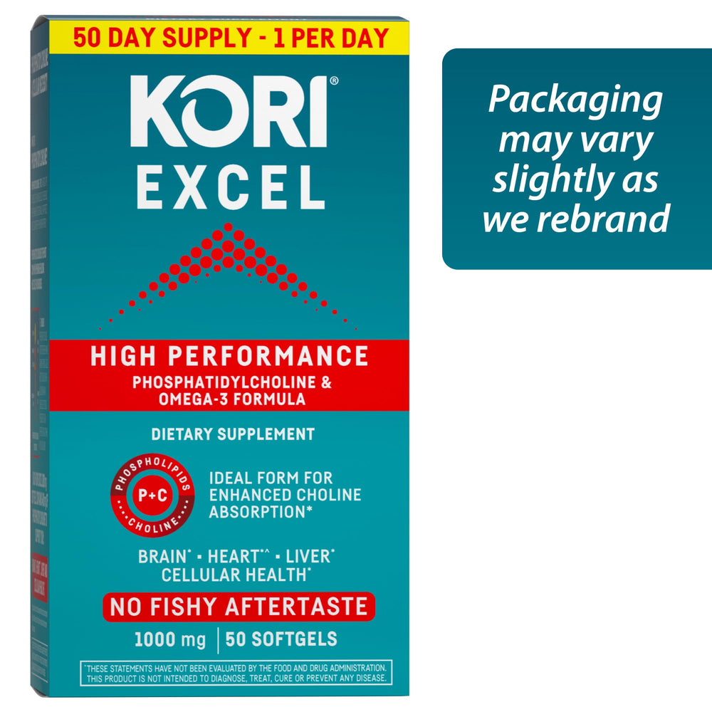 Kori Krill Excel imagery emphasizes EPA and DHA benefits for daily health.