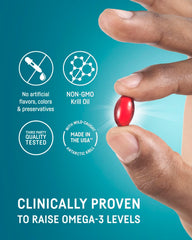 Kori Krill Oil capsule detail highlighting astaxanthin and antioxidant content.