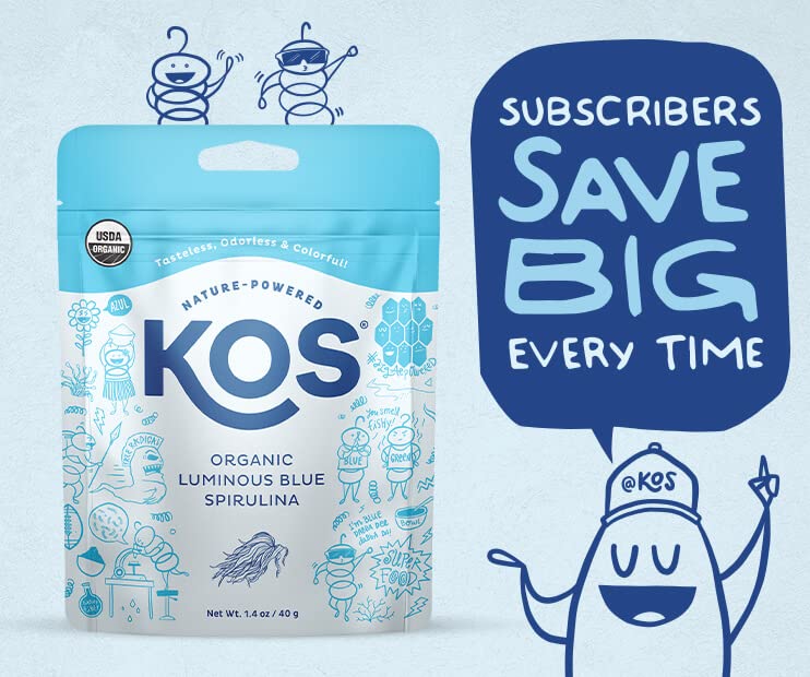 KOS blue spirulina powder pour for quick drinks mix