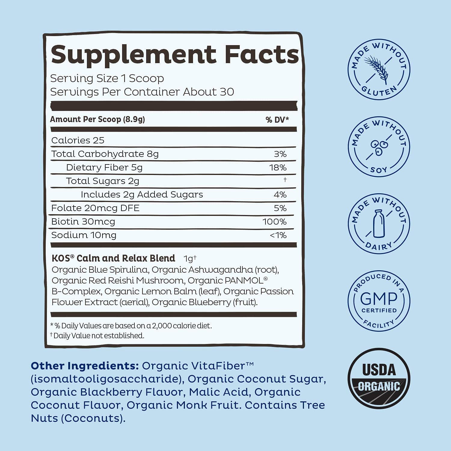 KOS Blue Spirulina powder scoop for precise measuring