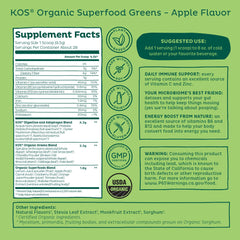 KOS green apple flavor in a glass highlights refreshing greens experience