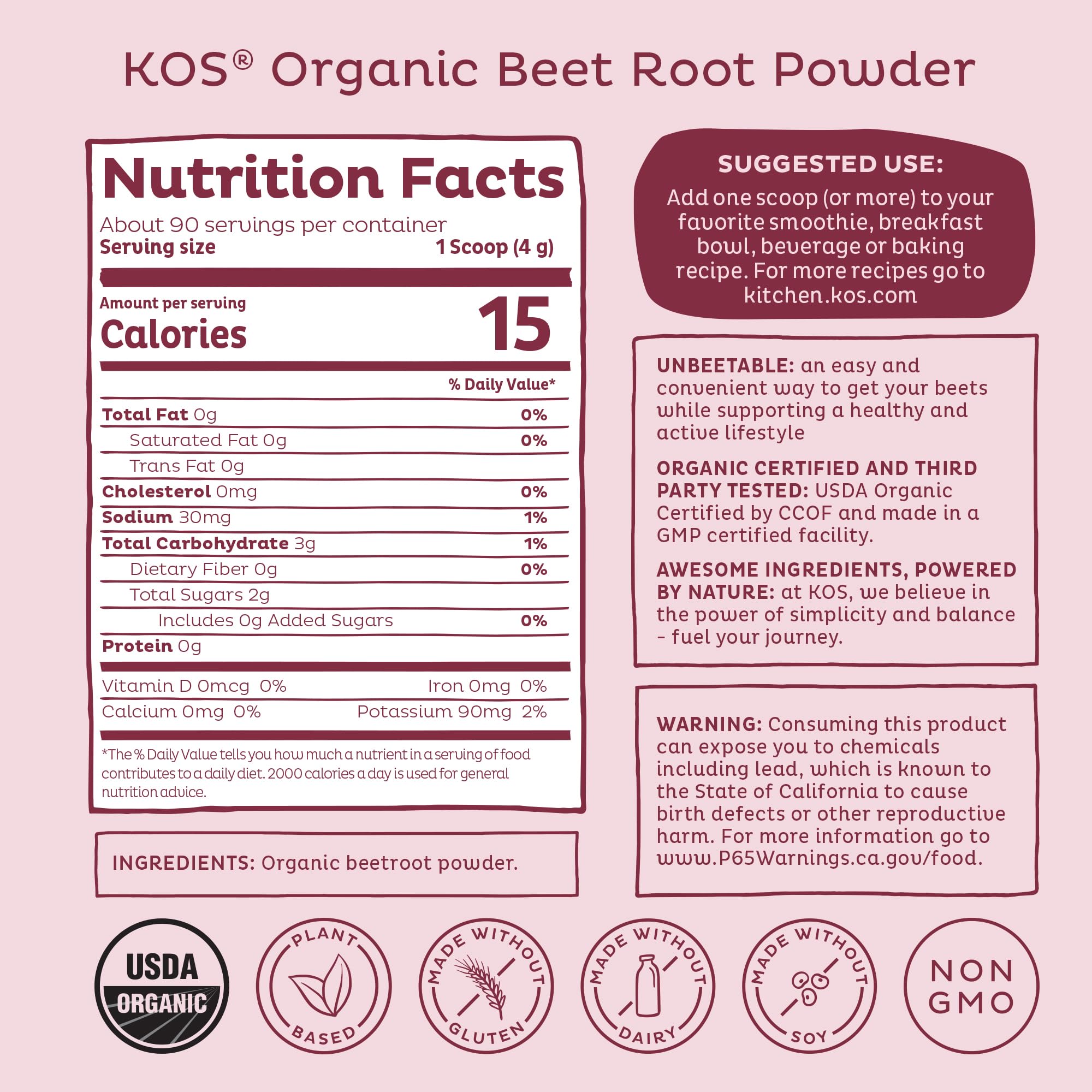 Beetroot powder in baking with KOS for natural color and subtle sweetness.