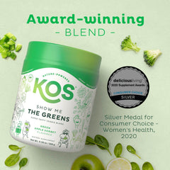KOS Super Greens powder scoop for quick, convenient servings