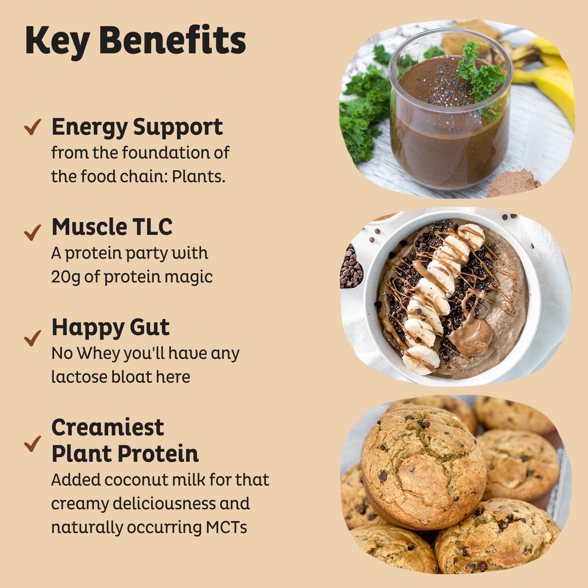 KOS vegan protein pour highlighting rich color and creamy texture after mixing